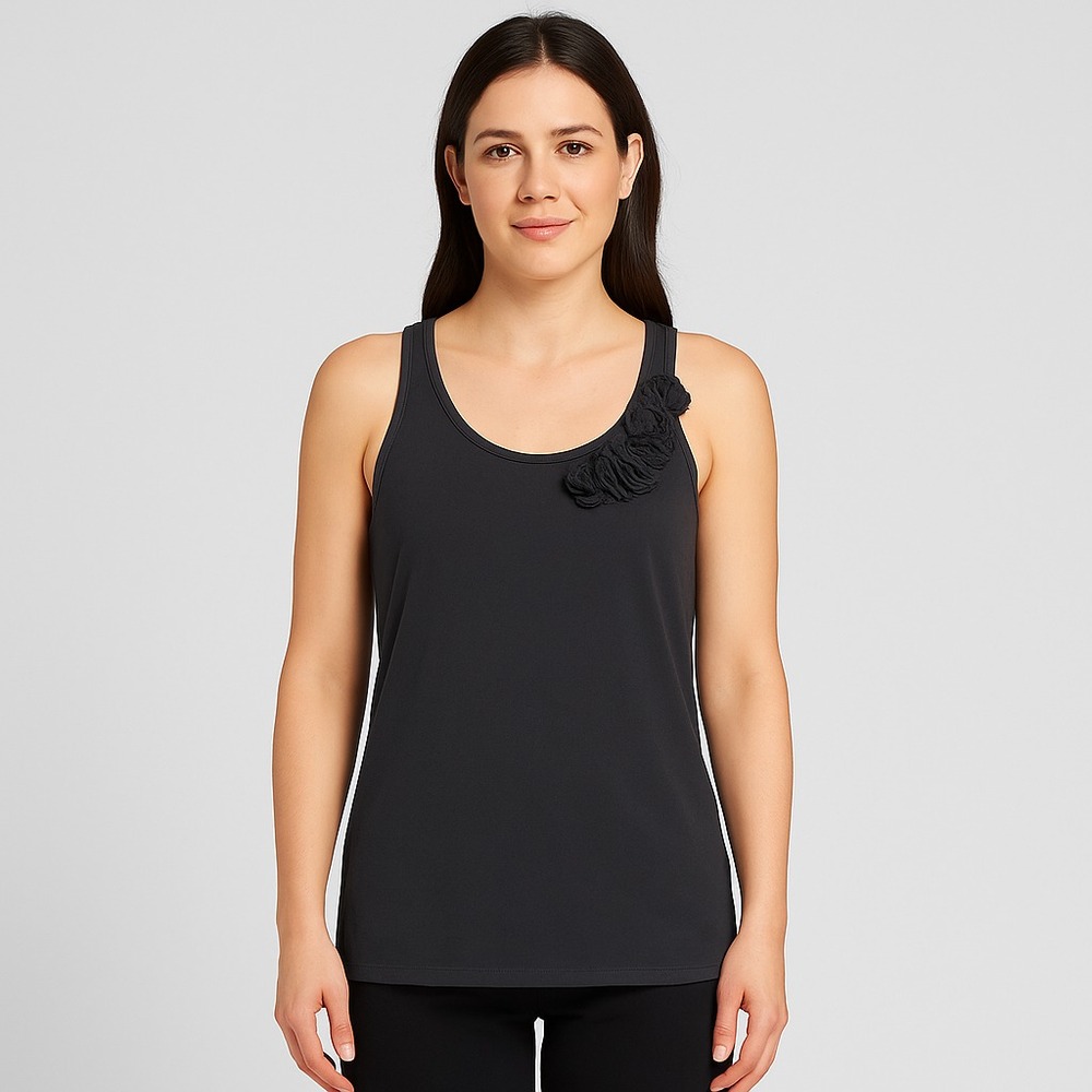 Old Navy Tank Top‎ Womens S Black Flowers Feminine Everyday Minimalist Summer